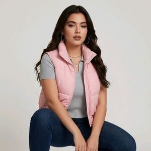 Blush Luxe Leather Puffer Vest